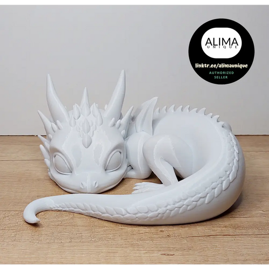 Baby-Drache aus 3D-Drucker - Farbe: weiß - 20 cm lang (groß) - sehr edel! - Drache