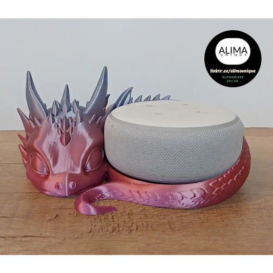 Baby Drache kompatibel für Alexa Echo-Dot-3 - hellblau/flieder/pink schimmernd - ca. 20 cm - total süß - 3D-Druck