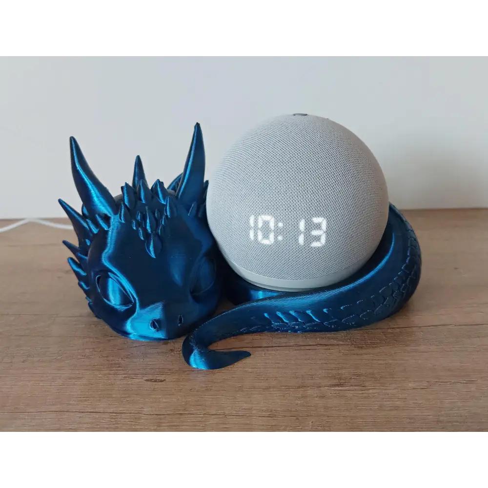 Süsser Drache kompatibel zu Alexa Echo Dot 5 - blau/schwarz - 3D-Druck - 21x9x19 cm